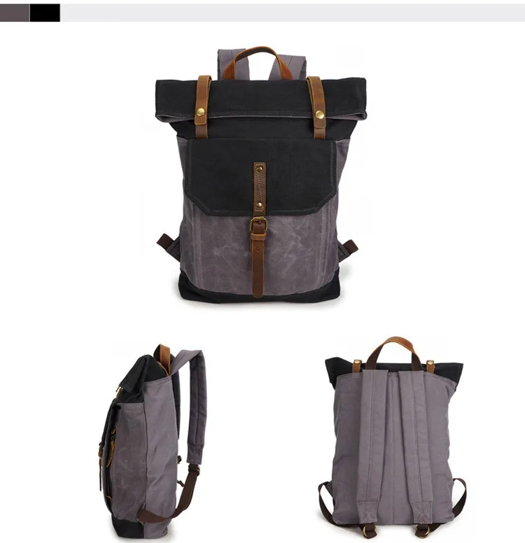Latest multi color waxed canvas design camping outdoor waterproof bicycle rucksack bagpack backpack for traveling