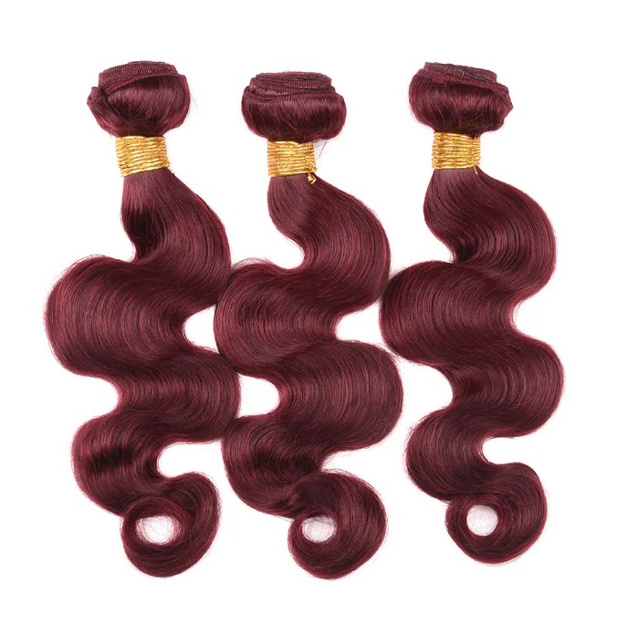 

99j redwine body wave Brazilian/Peruvian/indian virgin human hair bundles/weaves with lace closure TOP quality silky