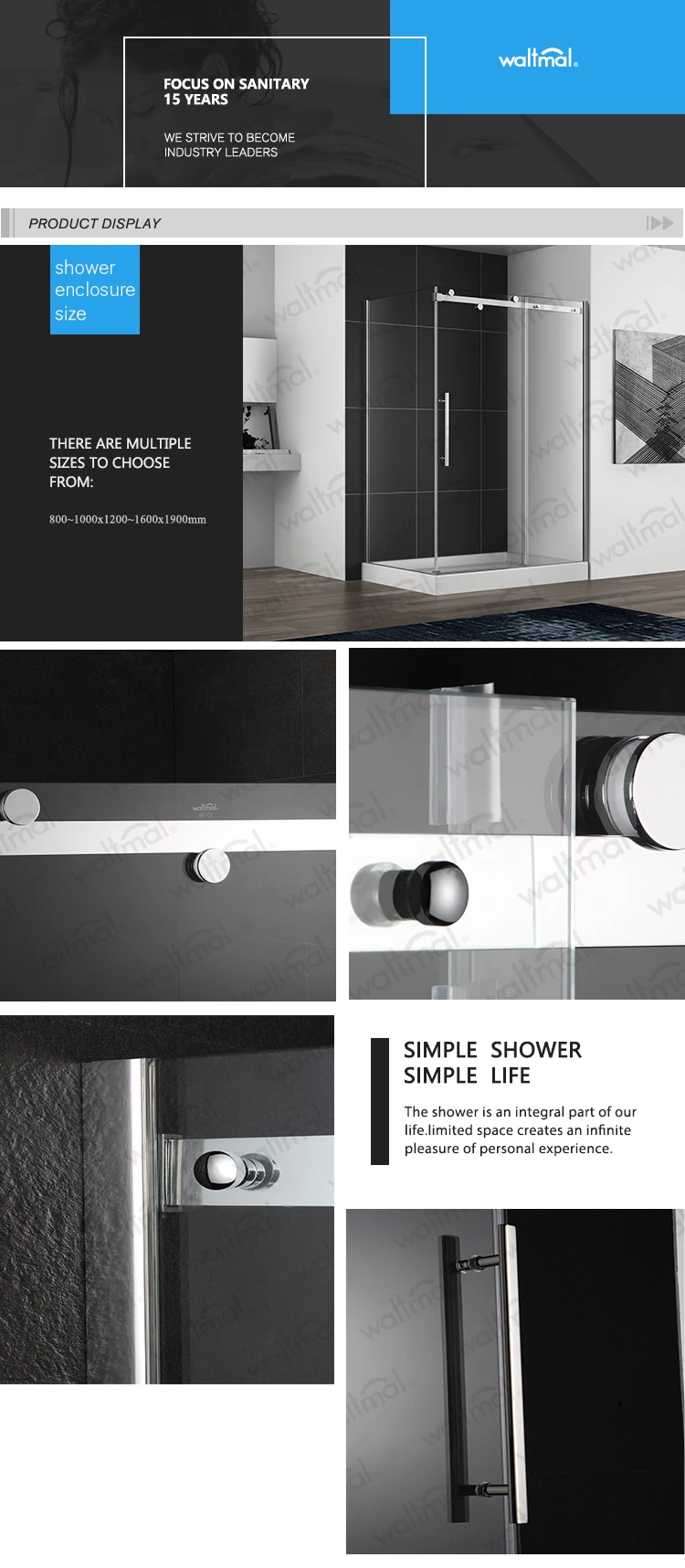 China Supplier Factory Direct Selling New Dubai Complete Simple Shower Room with SUS 304 handle