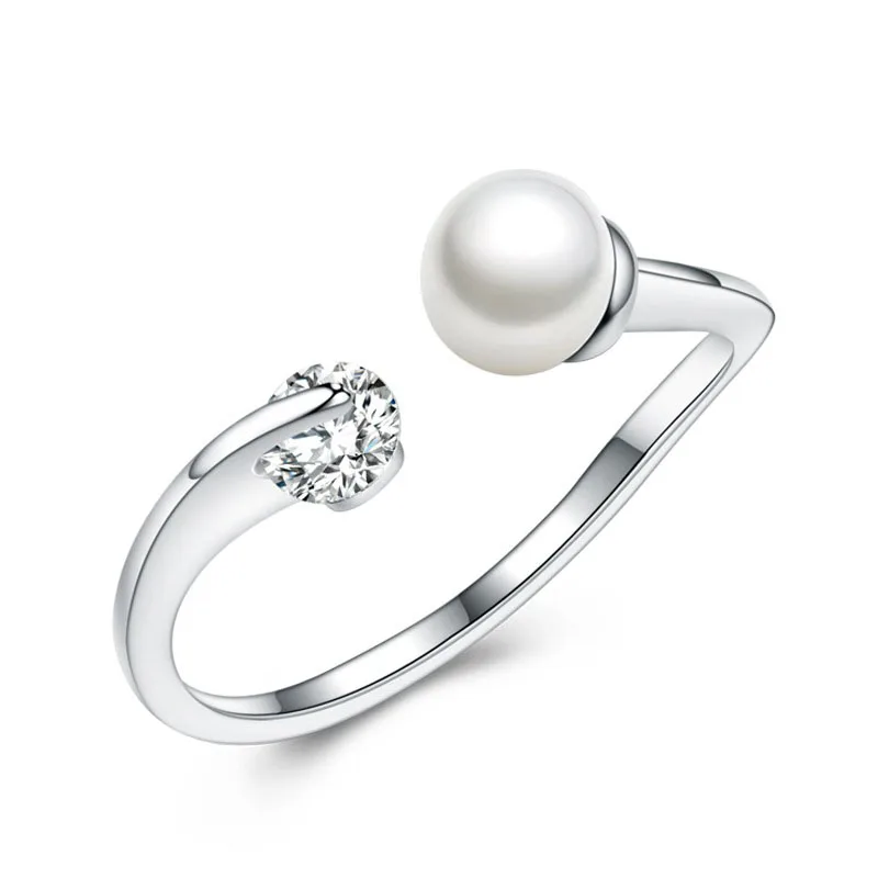 925 Sterling Silver Pearl Rings 6925 Silver Band Ring Jewelry ...