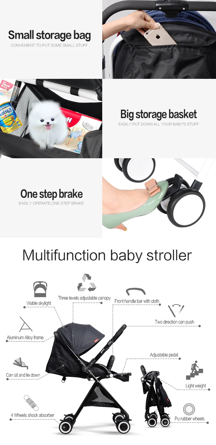 Whole Sale 2018 Reversible Handle Pushing Baby Stroller Compact Baby