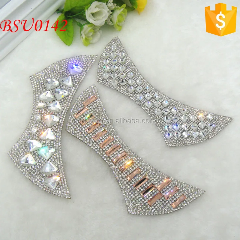 

New design India/Pakistan popular style crystal bling shoes decoration shoes upper vamp, White,many colors for choosing