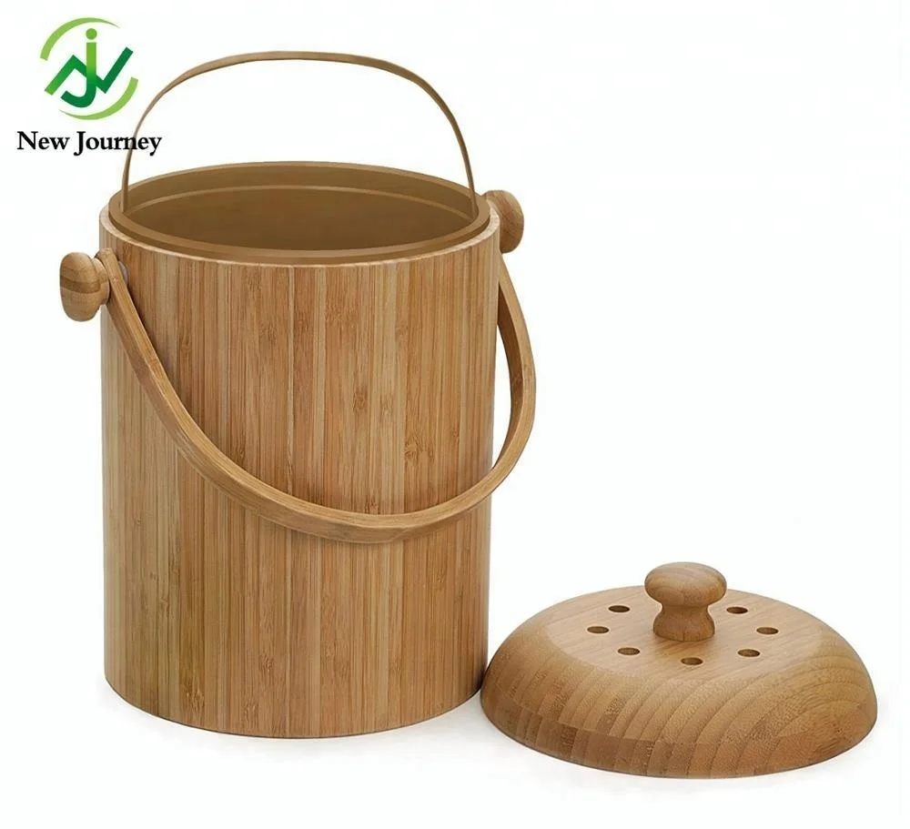 

bamboo wood Compost Pail, 3-Quart, Natural
