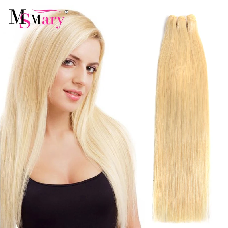 

Double Drawn Silky Straight Remy Hair 613 Blonde Color Human Hair Bulk Extensions