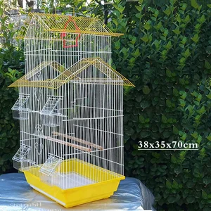 Image of 38x35x70cm Double Layer Bird Cage Parrot With Breeding Gate Iron Wire Panels Multi-Colors Pet Welding Parrot Cages Carriers Bird