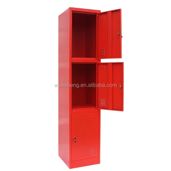 Multifunctional Furniture Red 3 Door Steel Almirah Wardrobe