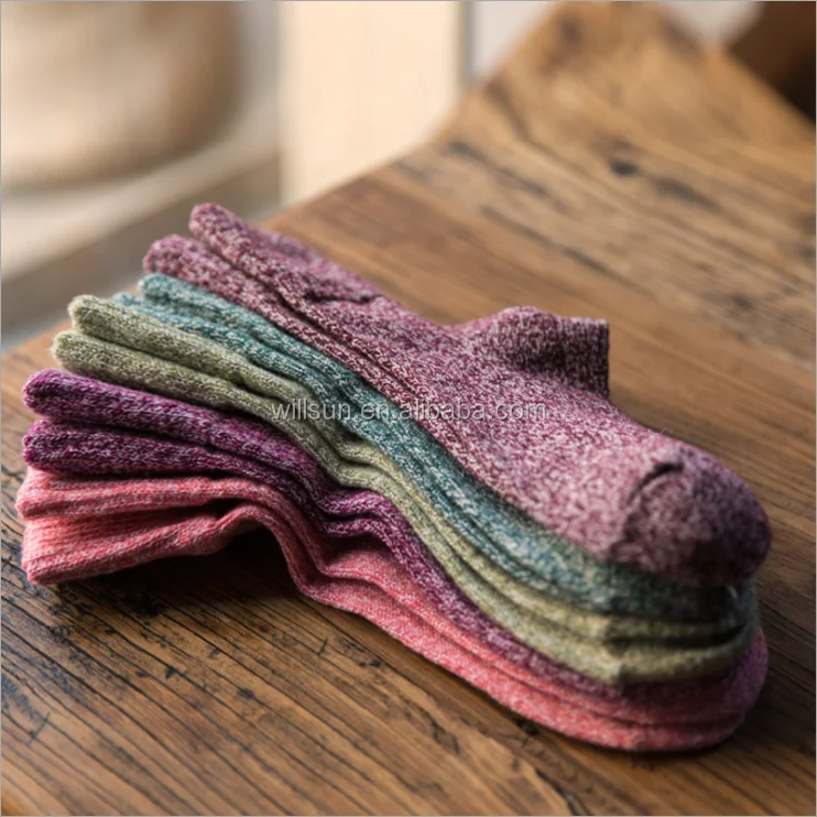 

Women's Casual Vintage Style Winter Thick Knit Wool Warm Soft Crew Socks, Colorful