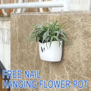 Image of Hot Sale Multi Colors Self Watering Home Garden Decorative Wall Mounted Planter Flower Pot Plastic Hanging Flower Pot