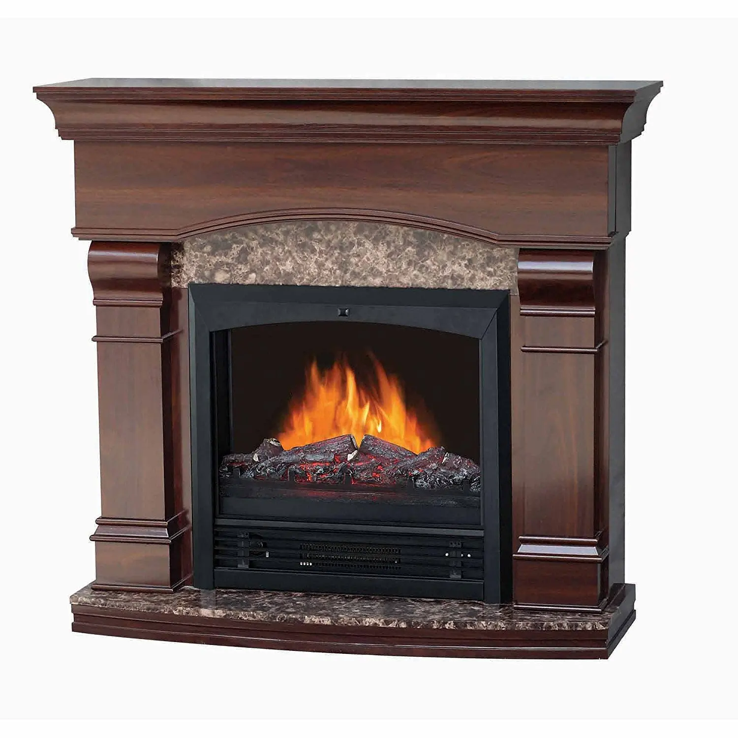 Decor-Flame Electric Fireplace with 47" Mantle, Walnut