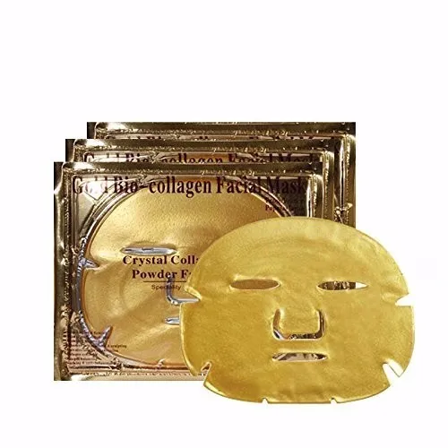 

wholesale skin care collagen face mask 24K gold sheet, White