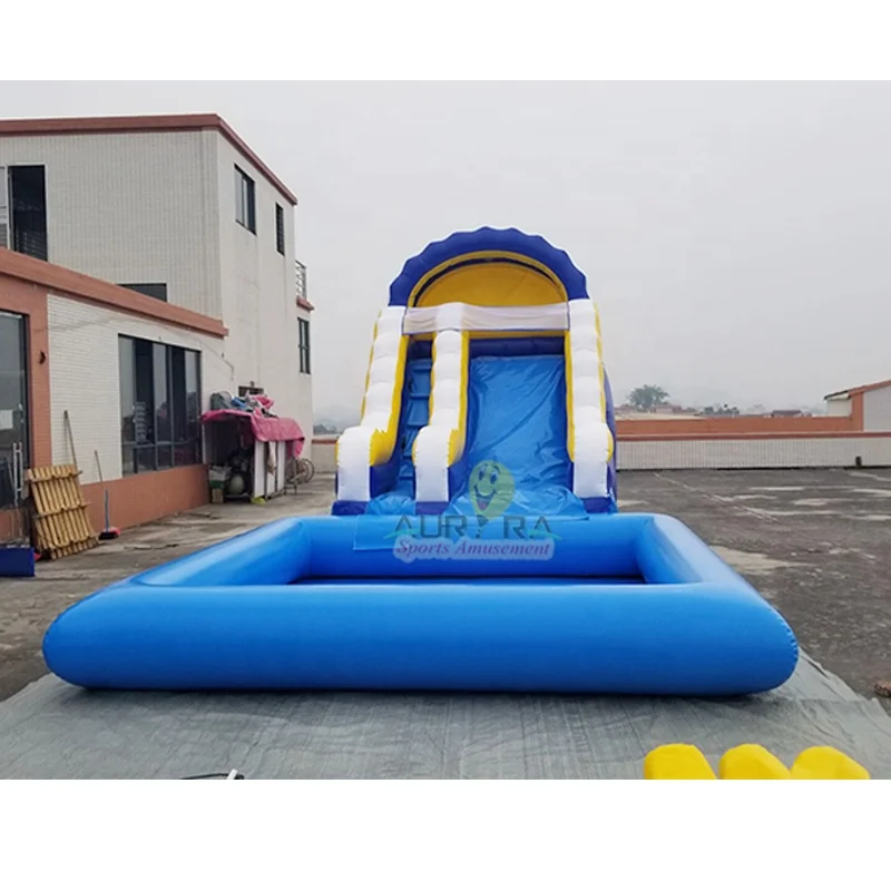 

Hot Sale Factory price PVC Inflatable water slide with pool for sale, Customized