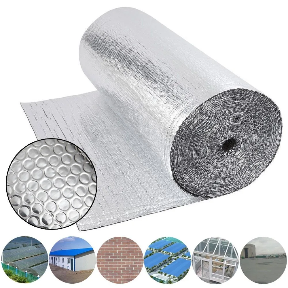 Foil Insulation Laminate Double Aluminium Heating Bubble Film Underlay Loft Shed 