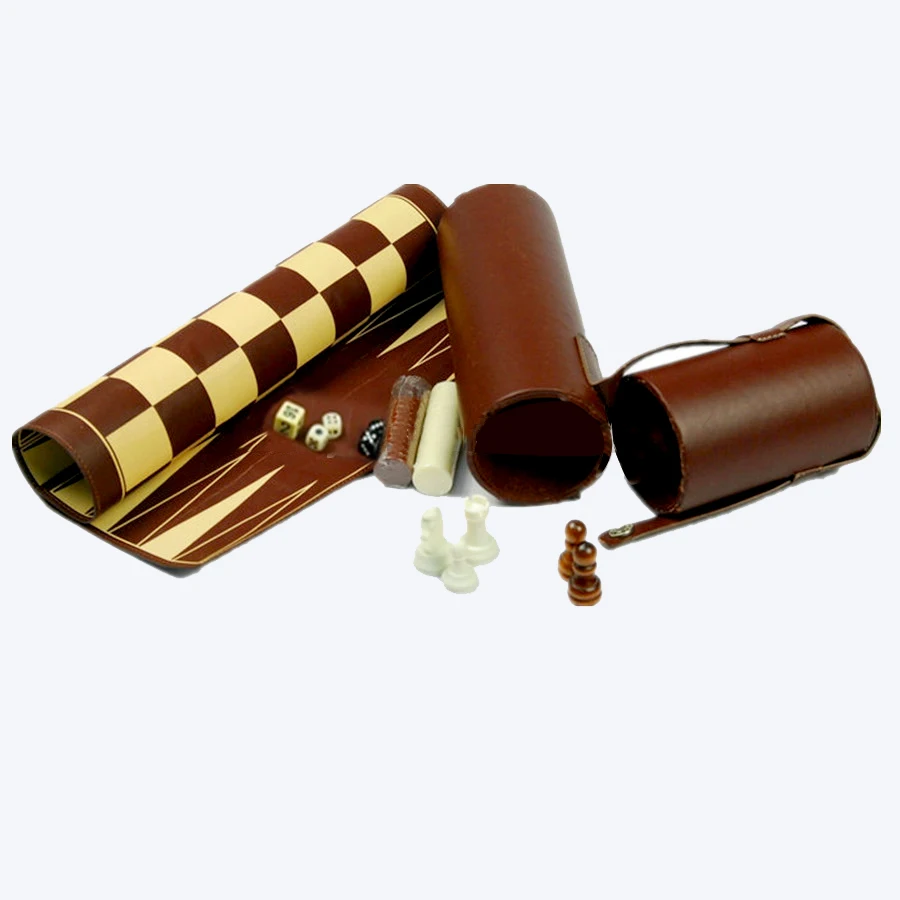 Custom Pu Leather Roll Up International Chess Game Portable Travel