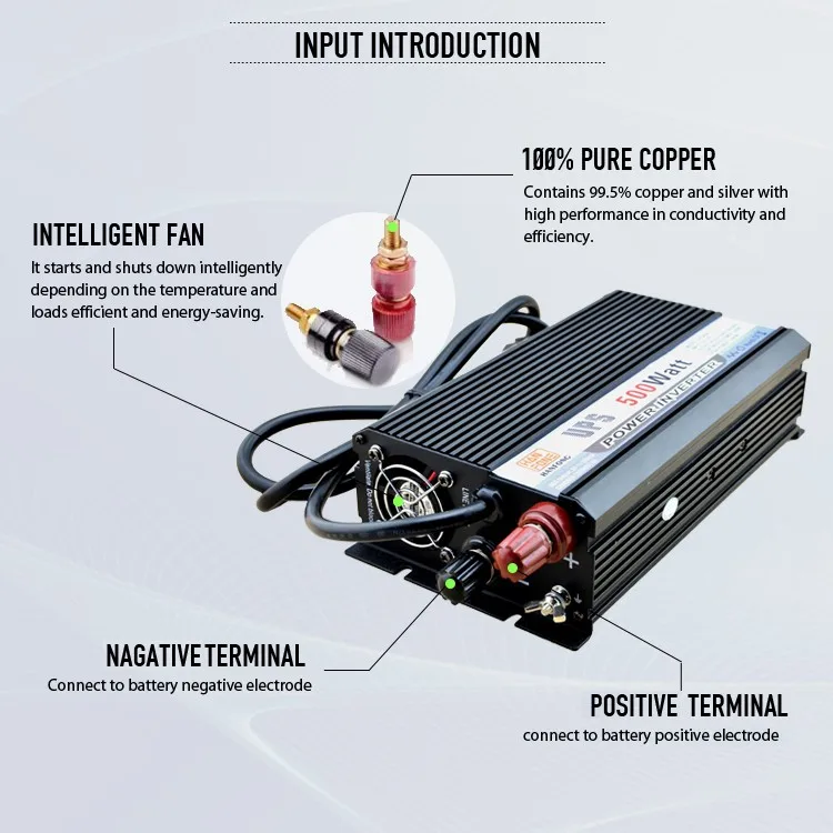 Inverter 12v 220v 500w Rechargeable Battery Inverter Solar Power