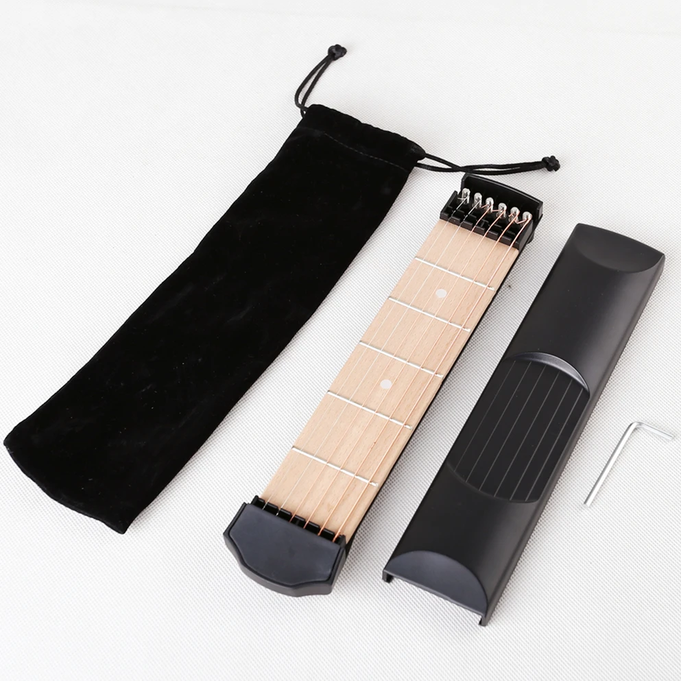 

Pocket Guitar 6 String 6 Fret Portable Guitar Practice Tool for Beginner Chord Trainer, Black