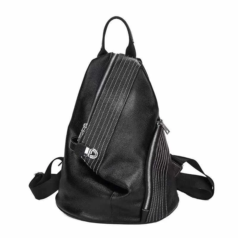 

2020 New collection fashionable men's backpack genuine leather backpack from Guangzhou bag factory, Black