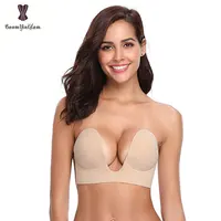

plain dyed silicone self sticky gel push up women invisible silicone bra One Piece U shape brallete Women Intimate bralett