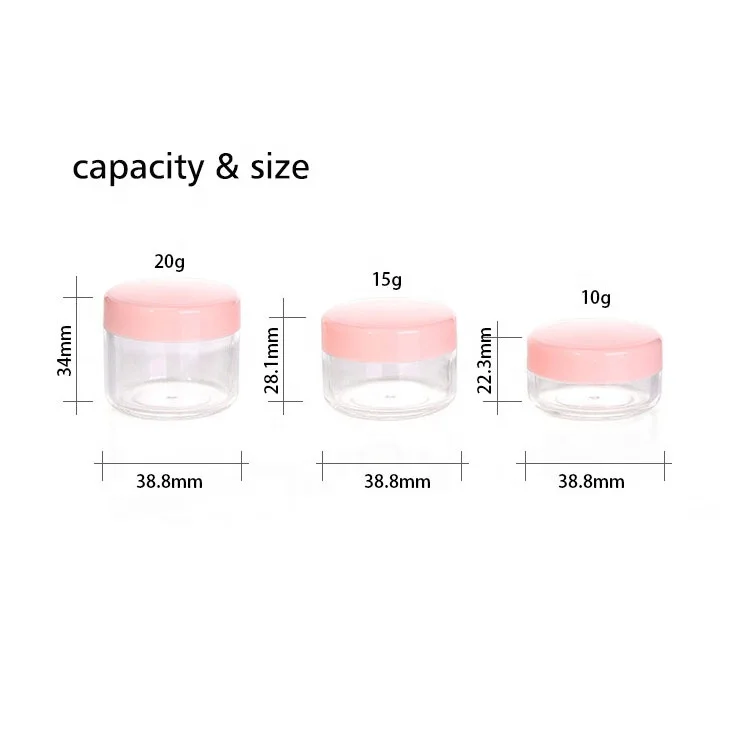 
10ml 15ml 20ml instock plastic mini cosmetic jar cream container powder case 