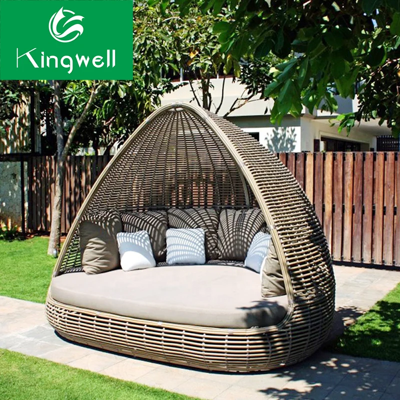 Beliebte Moderne Rattan Daybed Runde Rattan Daybed Mit Baldachin Garten