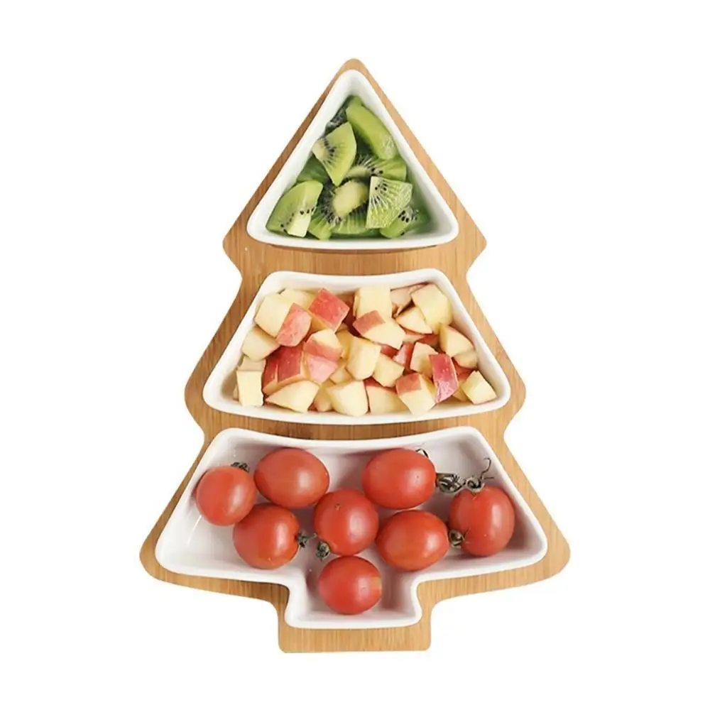 

3pcs Removable Ceramic Plates Tray Snack Appetizer Trays Set, Dessert Serving Dishes, Customized