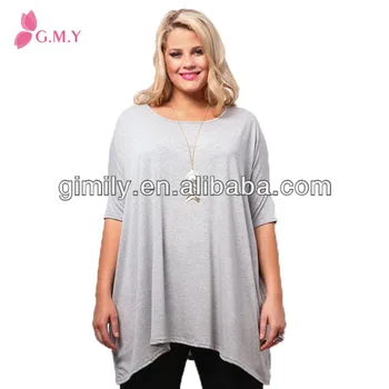 Lady Jersey T Shirt Oversized Grey Blouse Big Size Women Clothing - Buy Big Size Women Clothing 