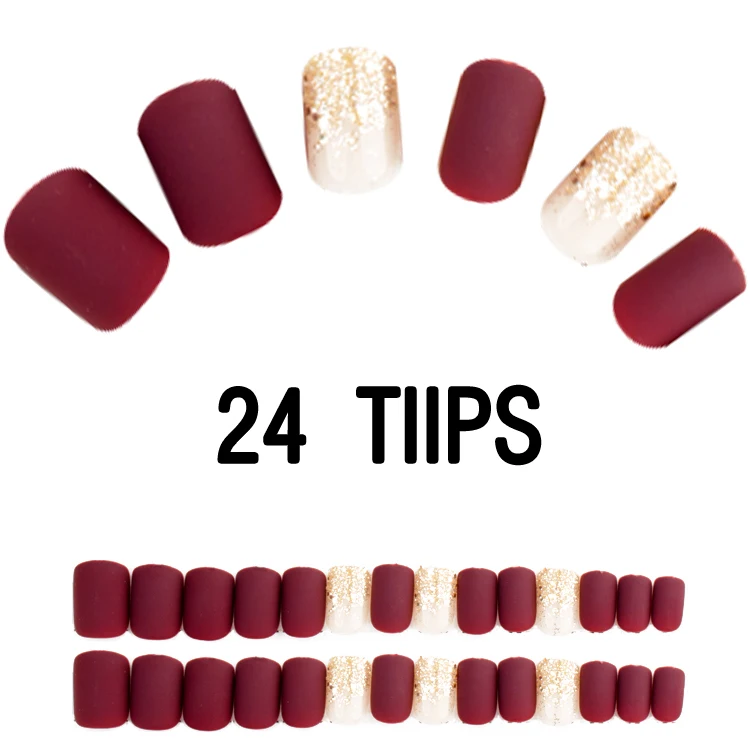

Red Glittering Press On Nails False Artificial Nails for Women decoration art, N/a