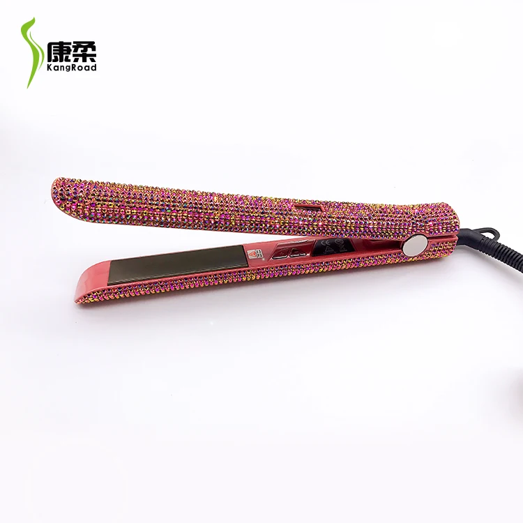 

Optional Color Titanium Tourmaline Professional Hair Straightener With Bling Flat Iron With Bling