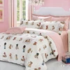 4pcs set cartoon design white background small bear print twill cotton duvet cover set for children