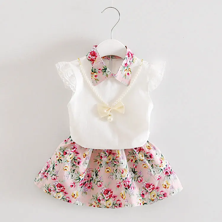 

2018 new product floral stand collar short sleeve children's wear with low price, As pictures shows, we can according to your request also