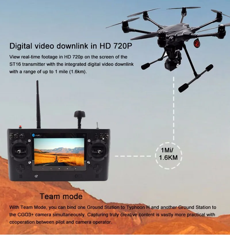 2018 Hot Drone!global Drone Yuneec Typhoon H 480 Pro 4k Camera 3aixs