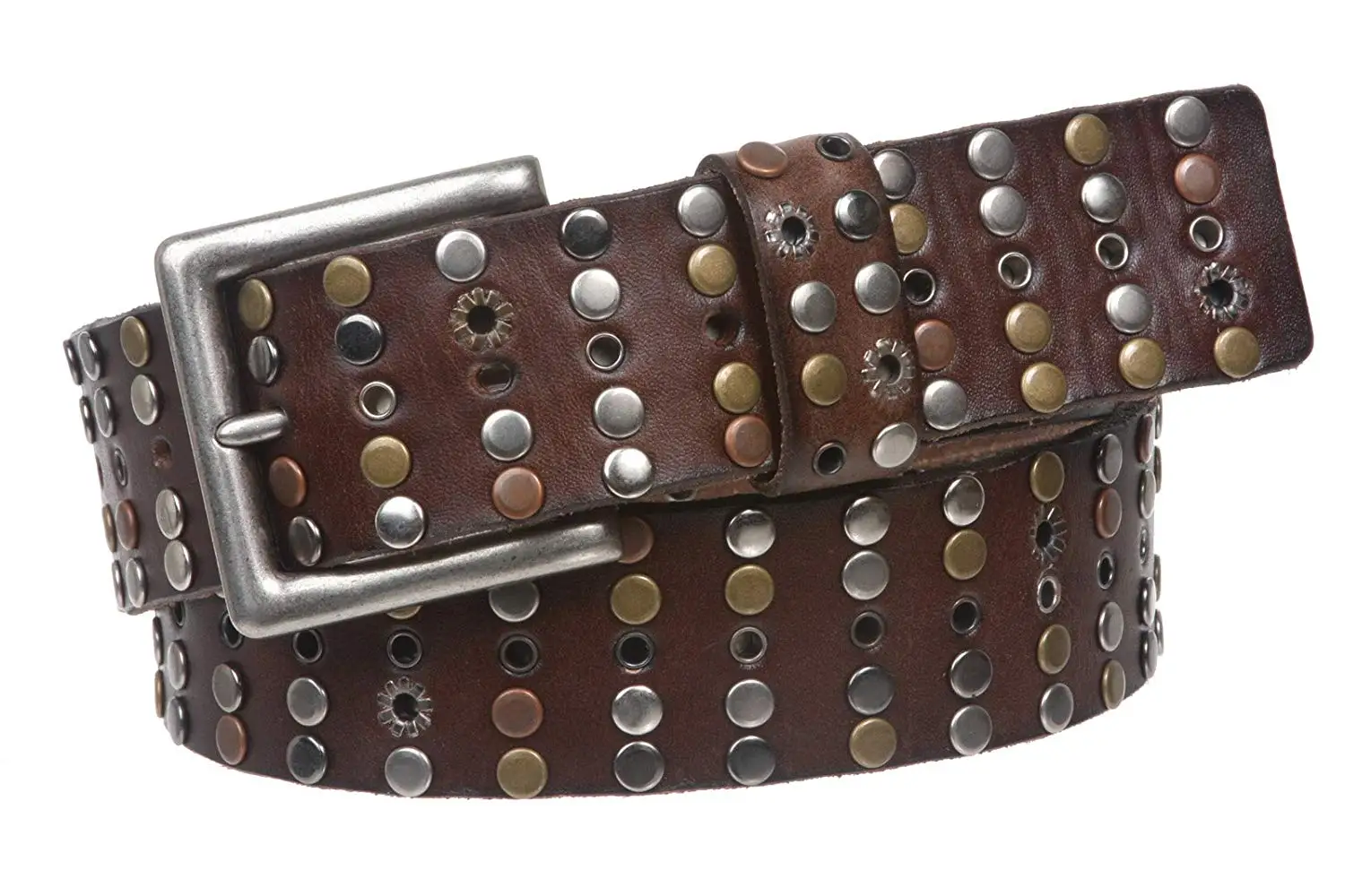 BBBelts Men 1-1//2 100/% Oil-Tanned Leather Studded Black Snap On Buckle Belt