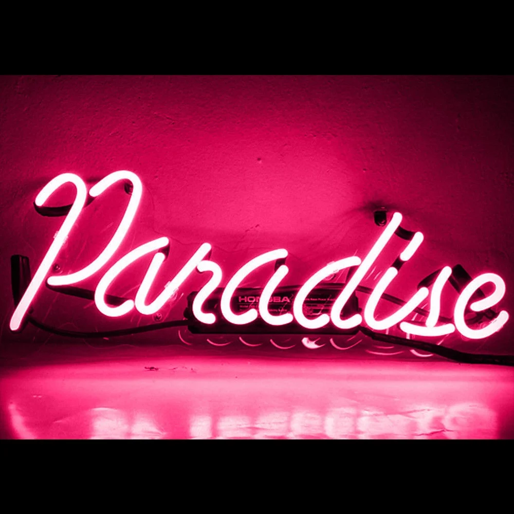 Custom Paradise neon light glass neon light sign wall neon light sign in acrylic box oem china manufacturers L