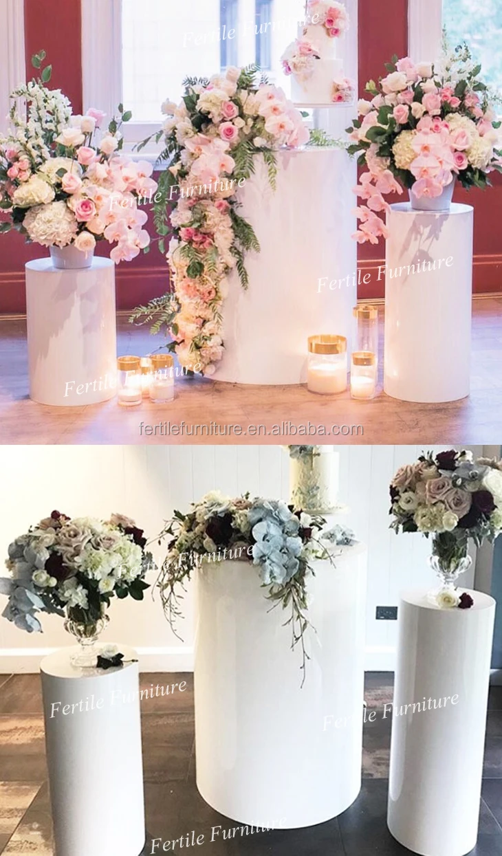 Soporte De Pedestal Acrílico Cilíndrico Blanco Para Decoración De