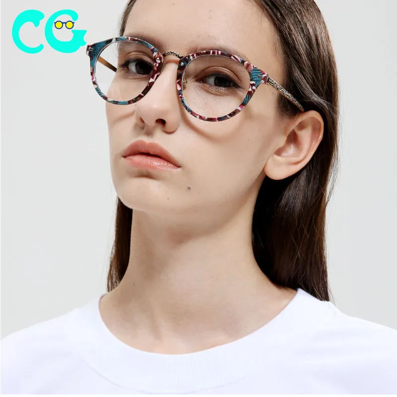 Retro Round Eyeglasses Women Fashion Flower Frame Glasses Men 2019 Vintage Clear Lens Glasses Optical Spectacle Frames eyewear