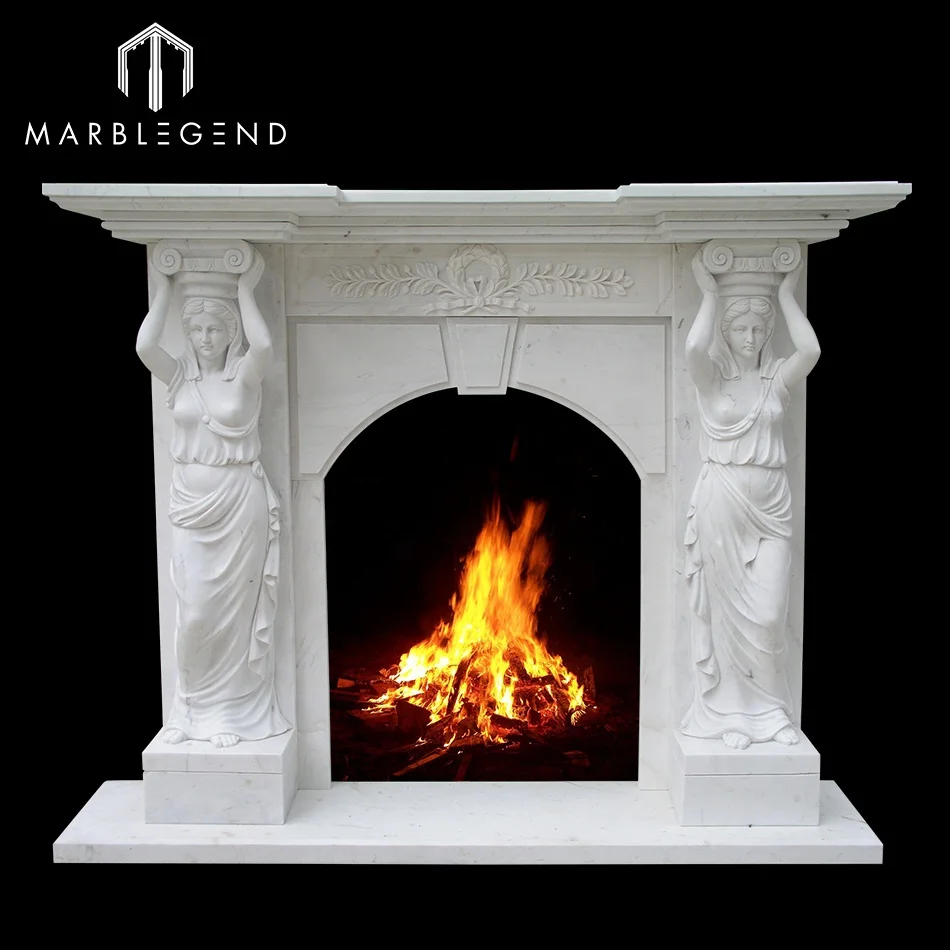 Chinese Wholesale Factory White Marble Stone Sculpture Fireplace