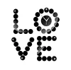 3d wall clock ECO crystal decorative large pearl LOVE quartz mirror wall clock
