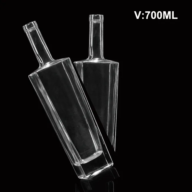 Square Unique 700ml Flat Glass Rum Bottle With Cork Top Buy Flat