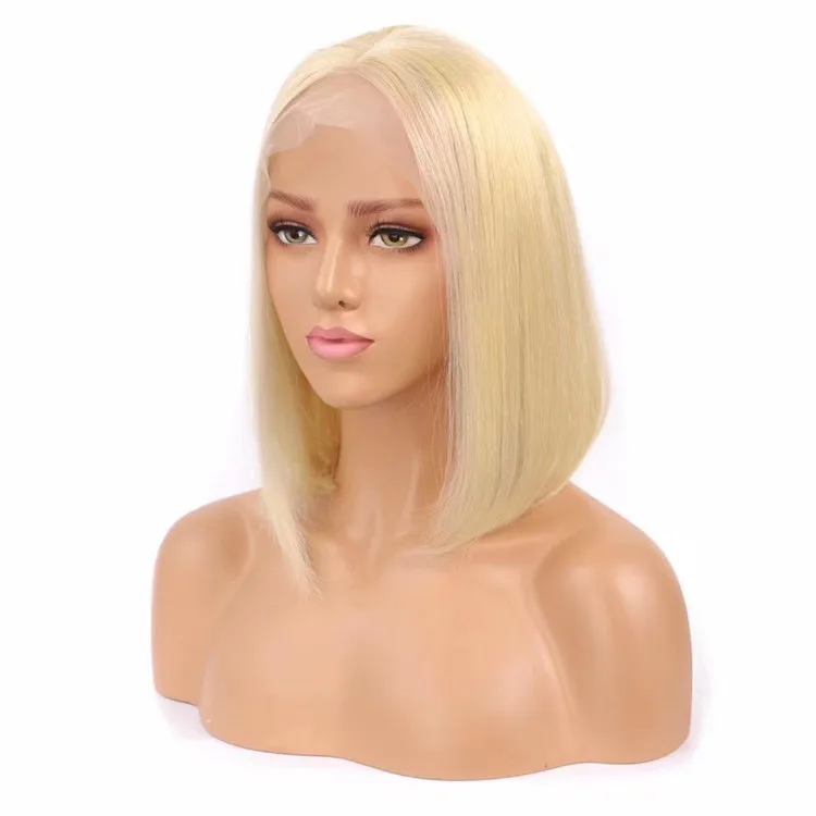 

Factory Cheap Price Cuticle Aligned Unprocessed Human Hair # 613 Blonde Bob Transparent Lace Frontal Wigs