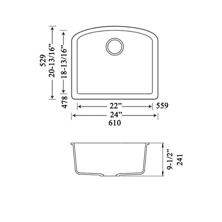 New Design Single Bowl Inset Reversible Drainer Quartz Kitchen Sink