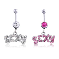 

Sexy Letters Belly Button Ring 316L Surgical Steel Belly Navel Rings CZ Inlaid Body Piercing Jewelry