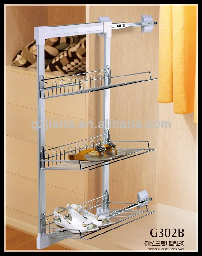 Jayna Wardrobe Side Pull Out Sliding Metal Shoe Rack G302b View