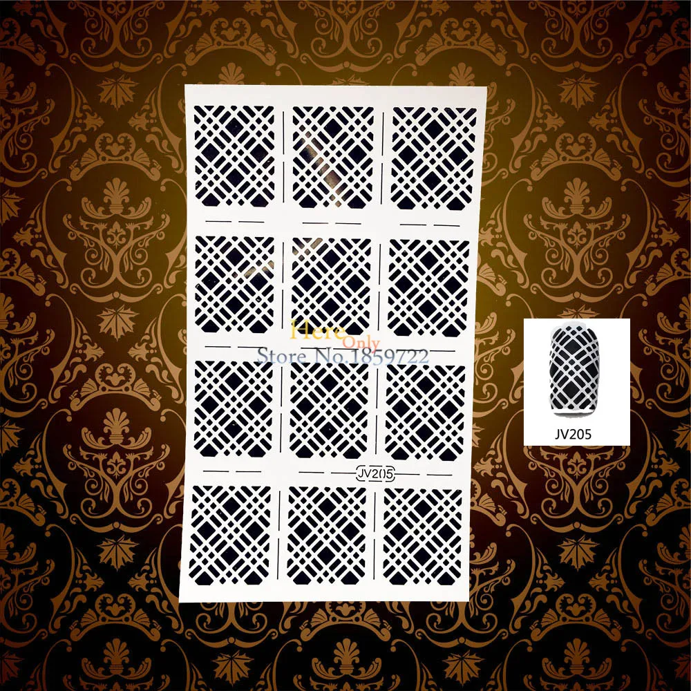 1PC White Nail Hollow Sticker Stencils Polish Airbrush Nail Art Painting Stamping Template Tools HWJV205 Nail