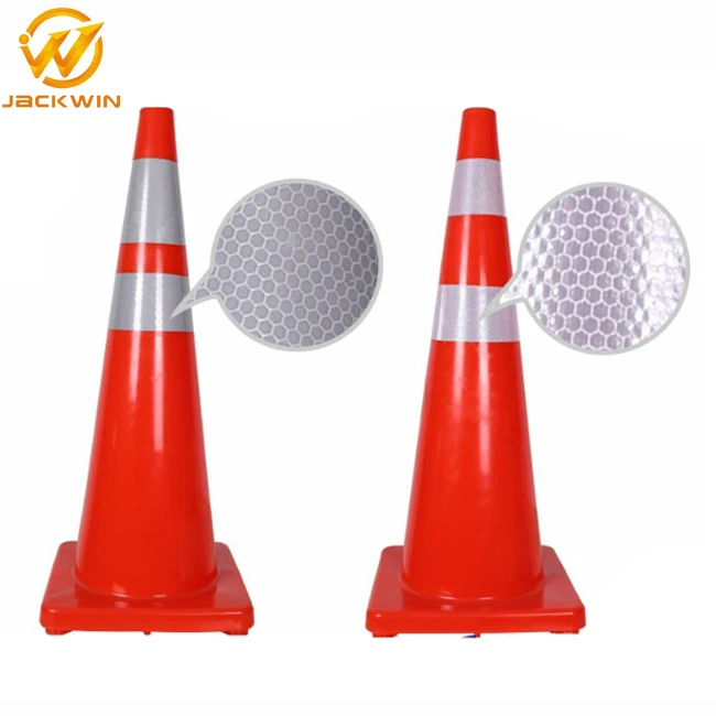 Traffic Cone Road Safety Warning Sign Orange Reflective Tape Folding Plastic