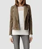 new product gray genuine sheepskin suede womens motorcycle leather jacket