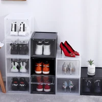 

assembled stackable clear shoe box drop front storage container