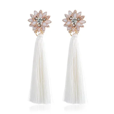 

New Fashion Jewelry Rhinestone Long Earring For Women Tassel Drop Earrings Yellow