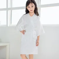 

wholesale Solid color Satin Silk Kimono Robe for Spa Wedding Birthday of Bathrobe Nightgown Kids Sleepwear