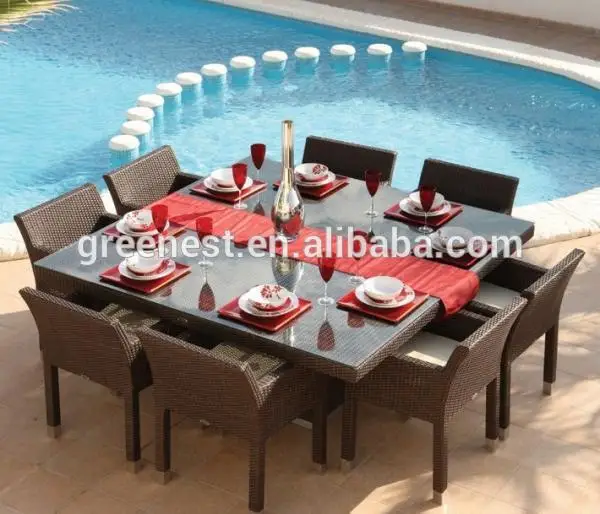 8 Seater Patio Outdoor Furniture Set Square Table And Wicker 8 Seater Patio Outdoor Furniture Set