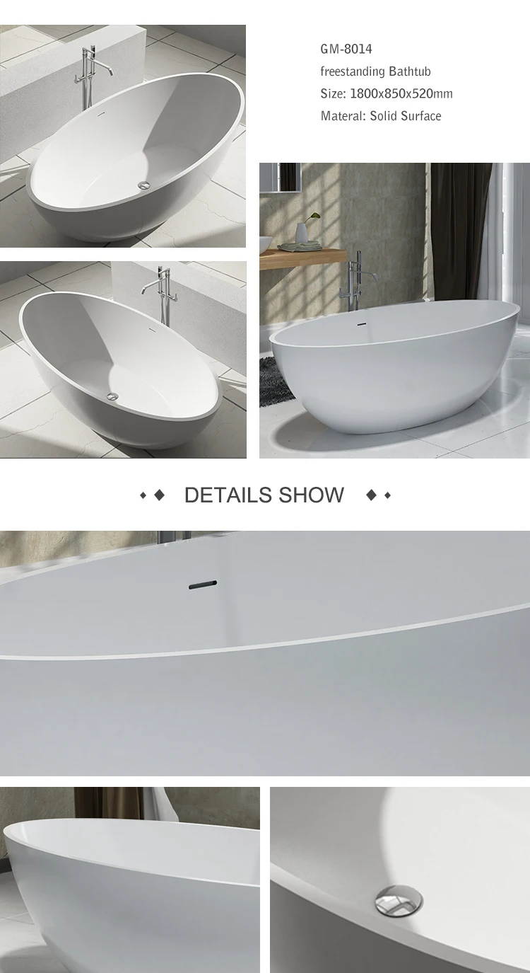GM-8007Italian designed solid surface artificial stone bathtub