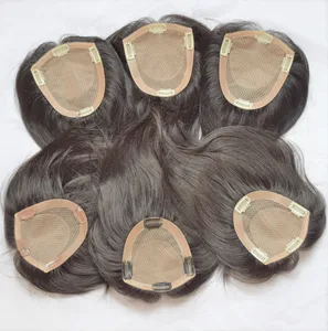 Wholesale women silk base topper clip in hair piece extension 4*5 5*6inch stock 2
